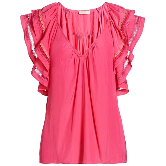 Ramy Brook Tops - Ramy Brook Merrit Flutter Sleeve Embroidered Top